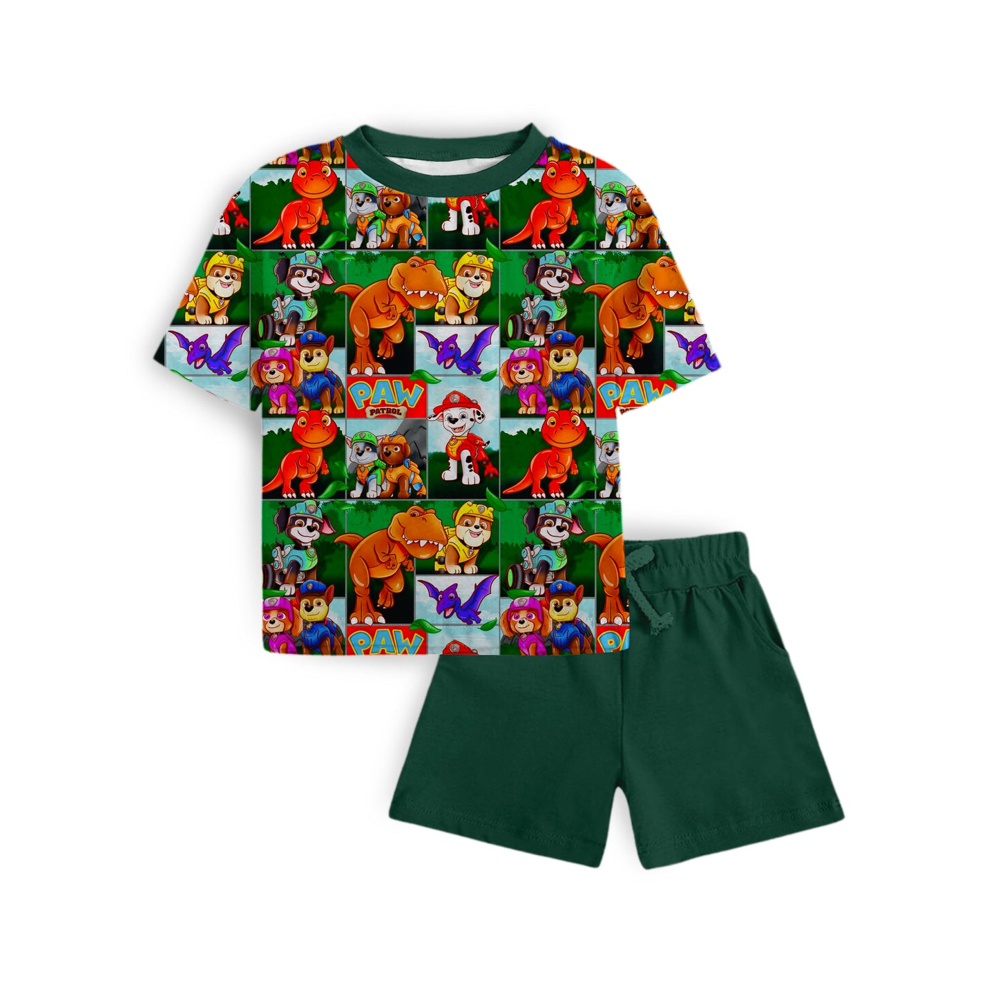 Dino Mission Pups Tee and Short Daywear Set