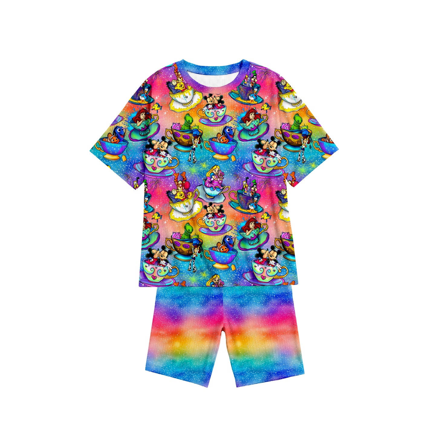 Enchanted Teacups T-Shirt and Biker Shorts Set
