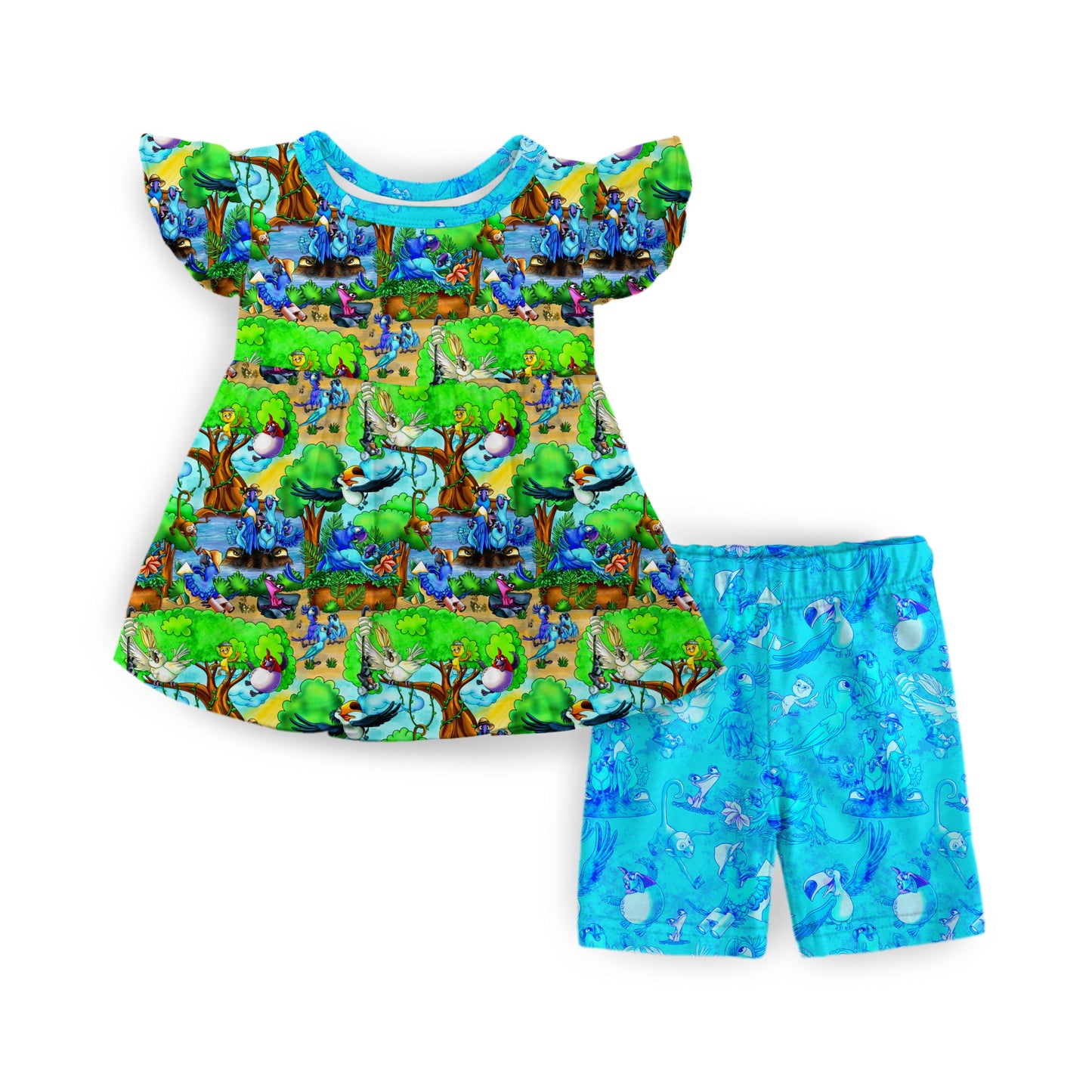 Bright Wings Flutter Sleeve and Short Peplum Set