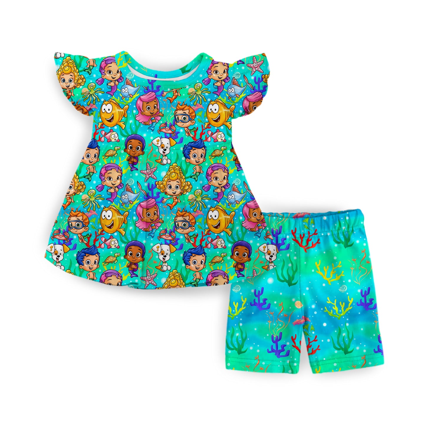 Splash Squad Flutter Sleeve Peplum Set
