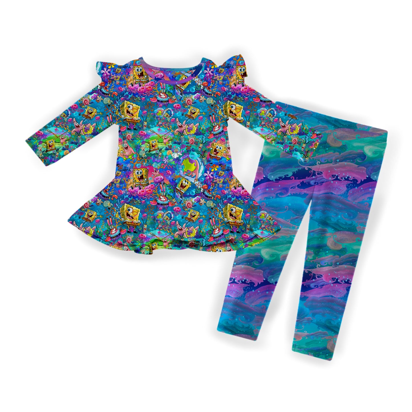 Best Day Ever Flutter Sleeve and Pant Peplum Set