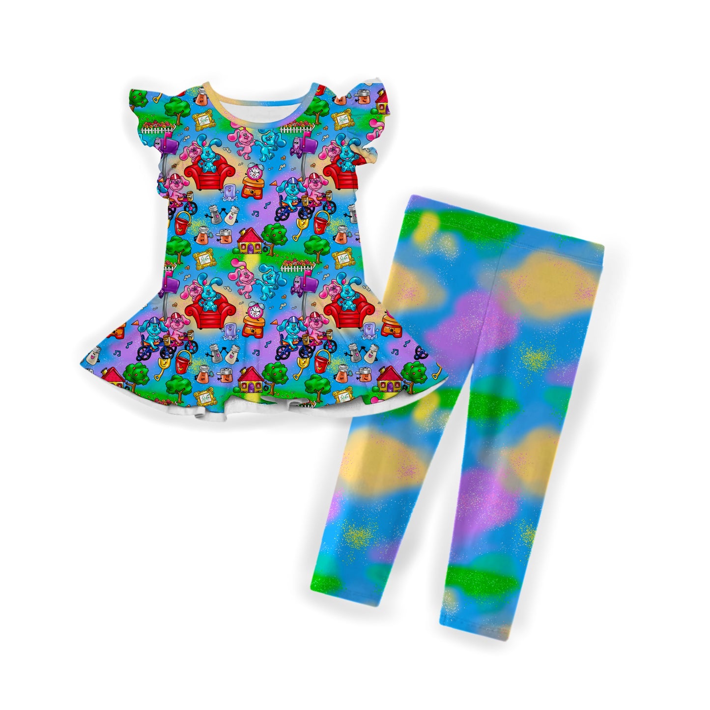 Smart Pups Flutter Sleeve and Pant Peplum Set