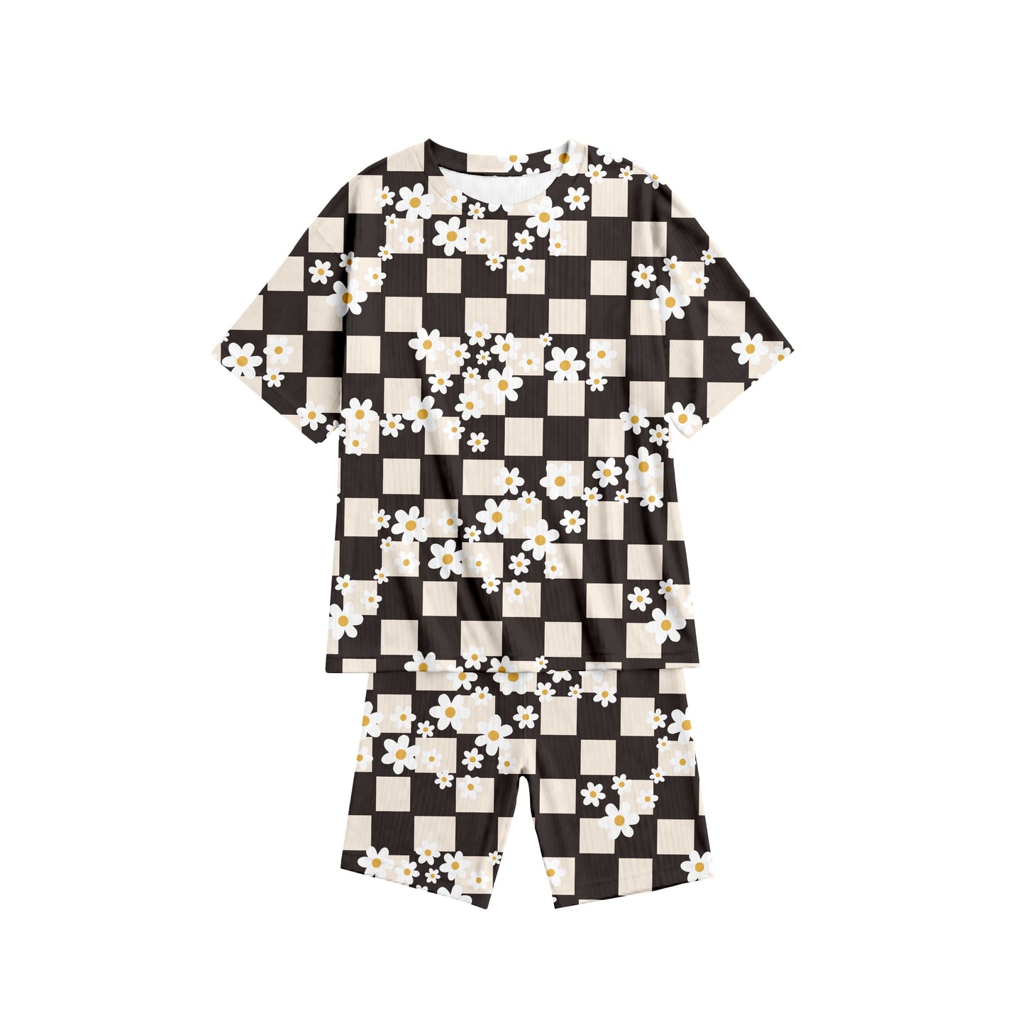 Daisy Checks Oversized T-Shirt and Biker Shorts Set