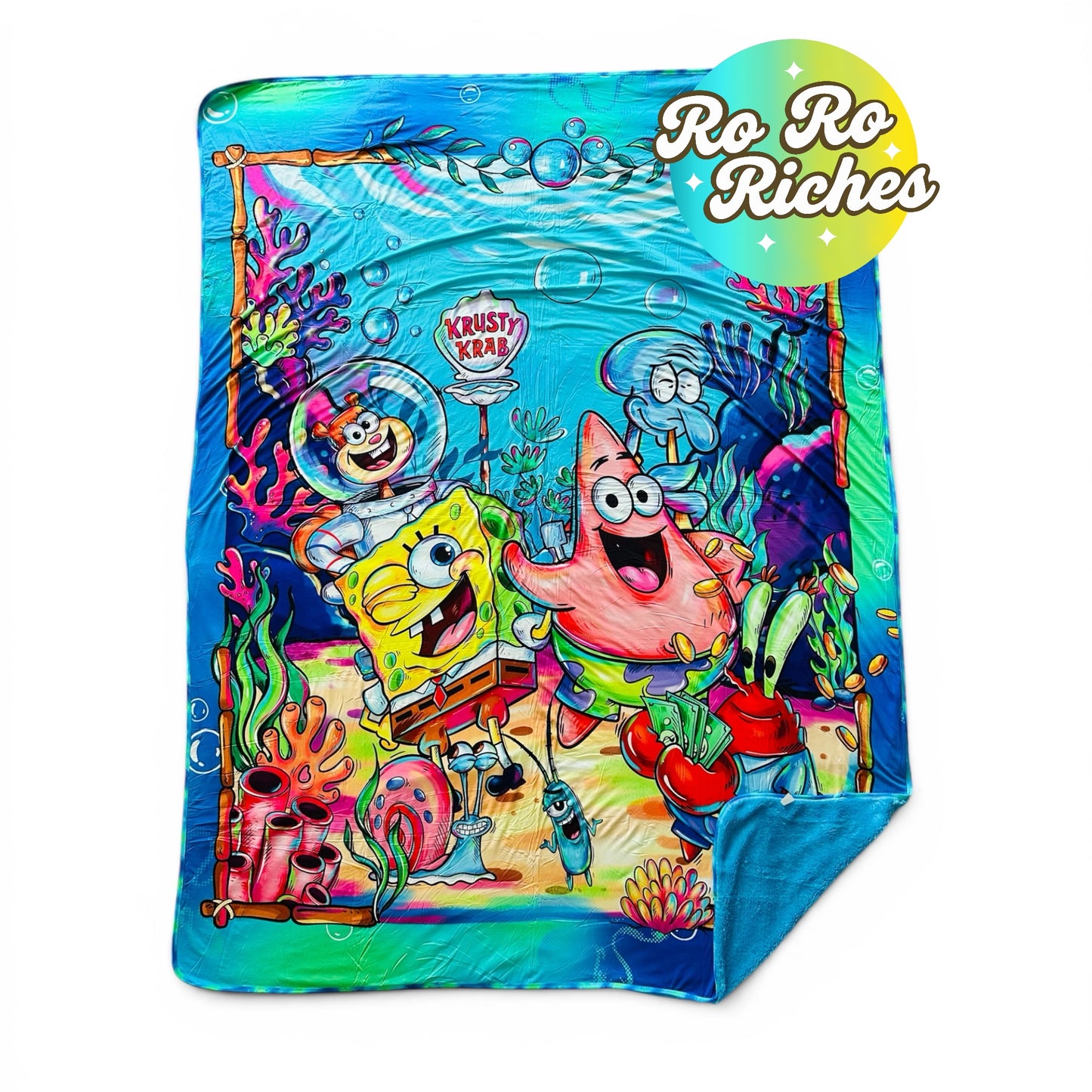 Ocean of Smiles 80" x 60" Bamboo Minky Panel Blanket