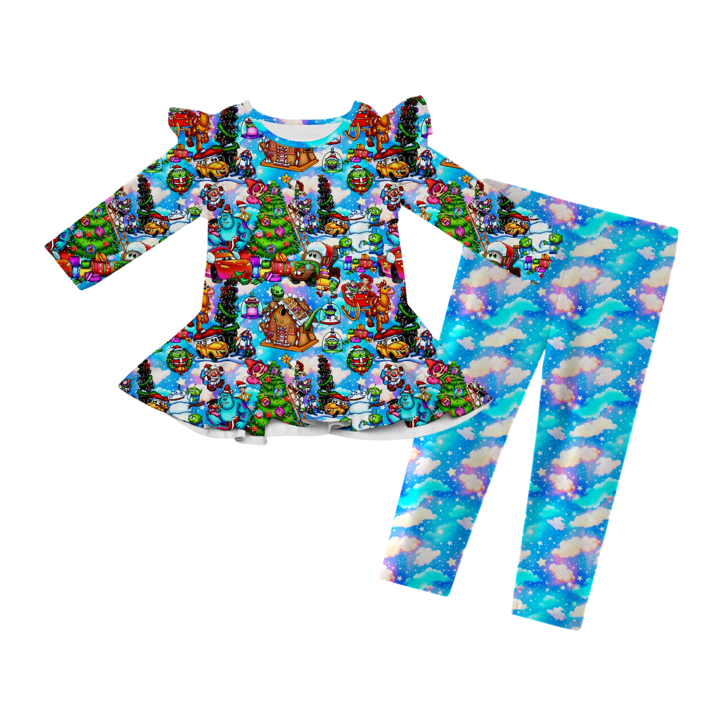 Finding Tinsel Flutter Sleeve Peplum Set