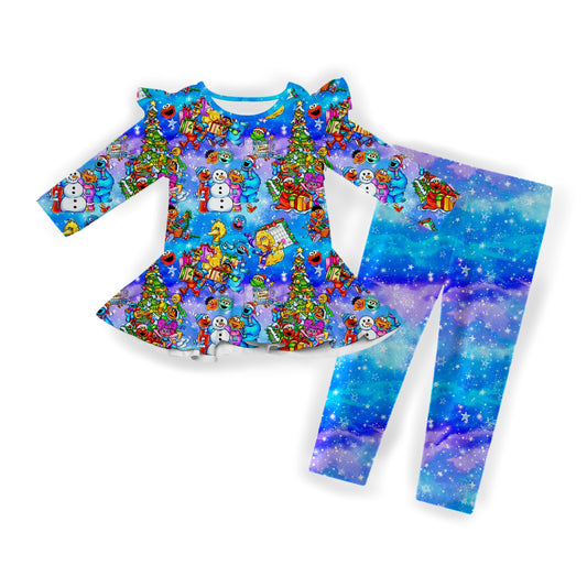 123 Sleigh Street Flutter Sleeve Peplum Set