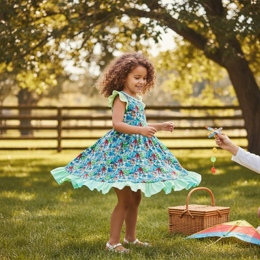 Frosted Meadows Flutter Sleeve Dress