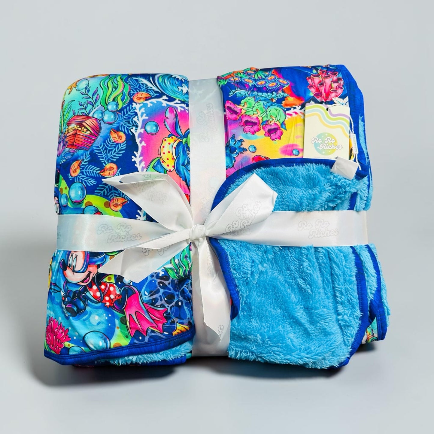 Underwater Pals Blue 80" x 60" Bamboo Minky Blanket
