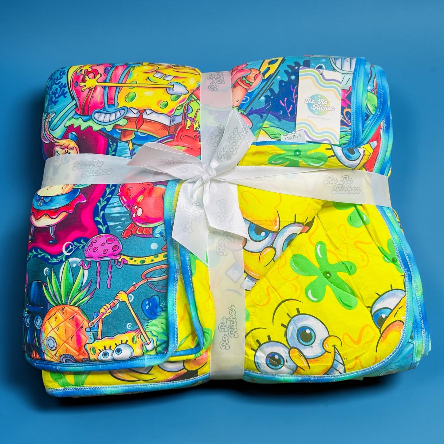 Ocean of Smiles 85" x 65" Bamboo Quilted Blanket