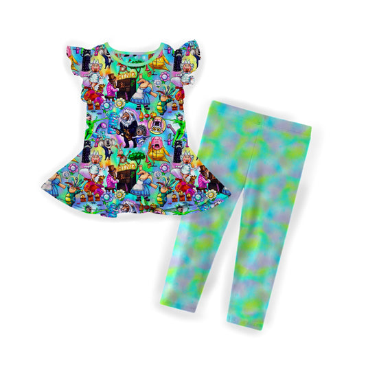 Theater Magic Flutter Sleeve and Pant Peplum Set