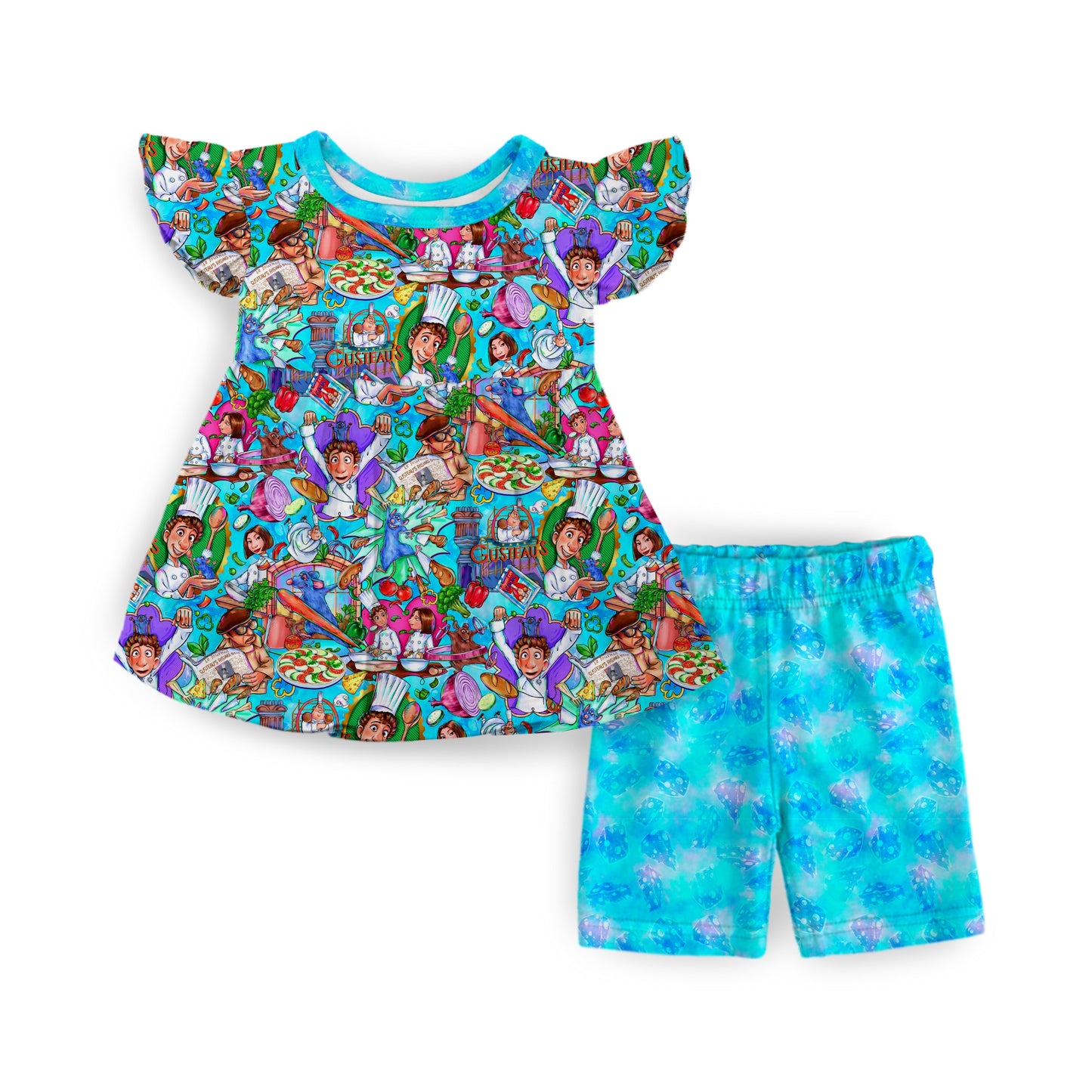 Tiny Gourmet Flutter Sleeve and Short Peplum Set