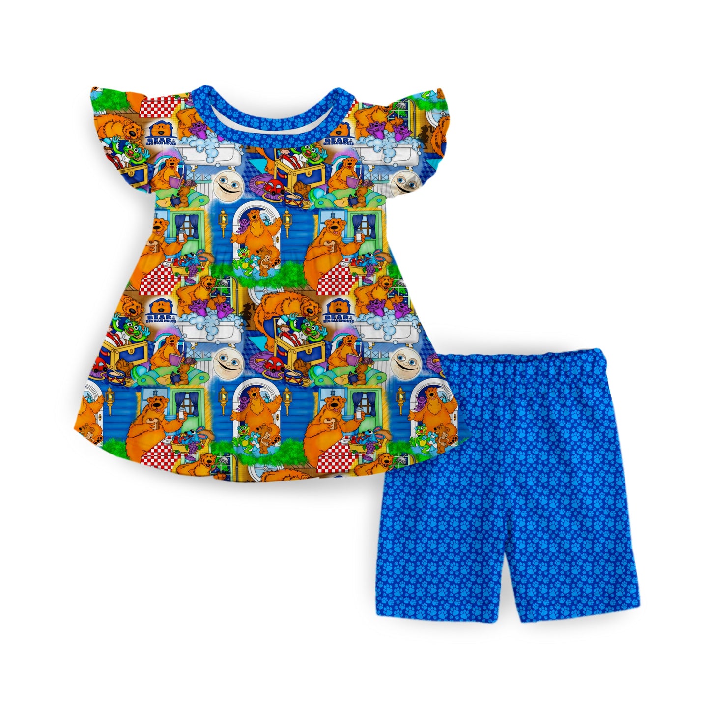 Home Sweet Bear Flutter Sleeve and Short Peplum Set