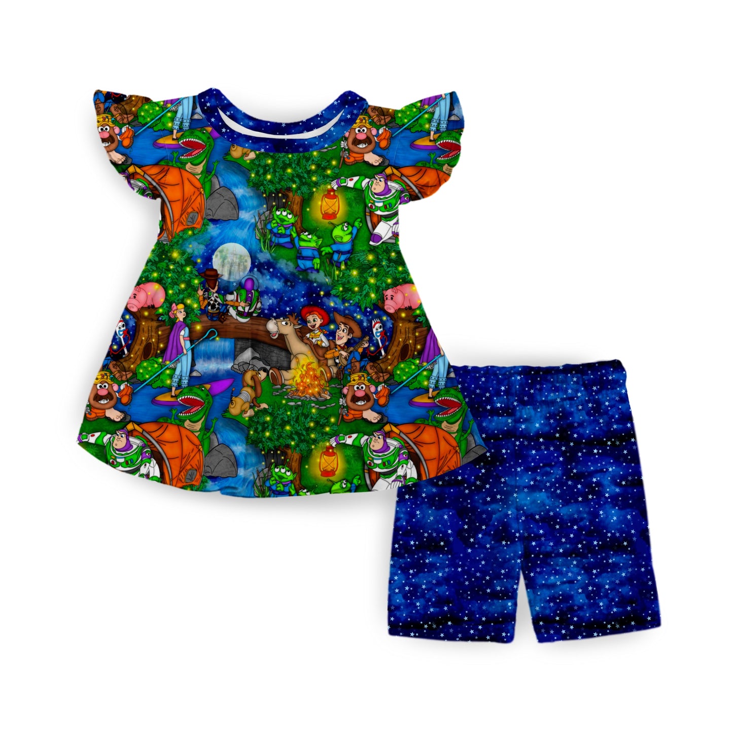 Starlight Campers Flutter Sleeve and Short Peplum Set