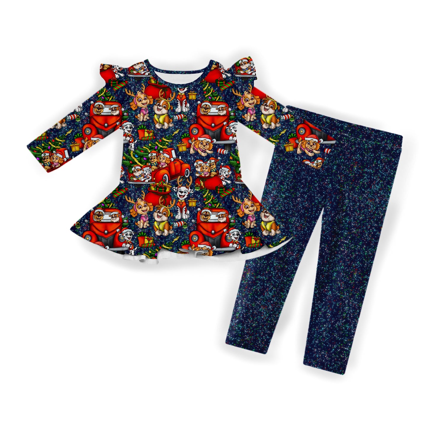 Puptastic Cheer Flutter Sleeve Peplum Set