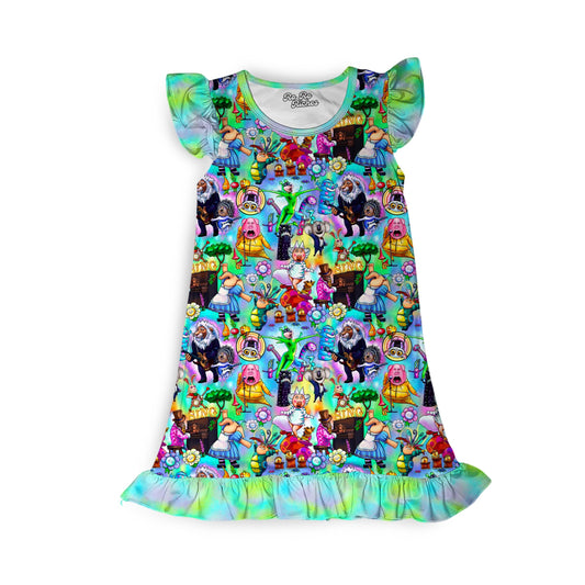 Theater Magic Flutter Sleeve Gown