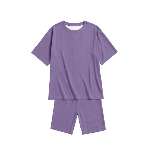 Lavender Oversized T-Shirt and Biker Shorts Set
