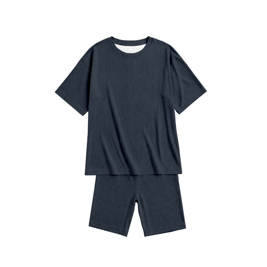 Gray Oversized T-Shirt and Biker Shorts Set