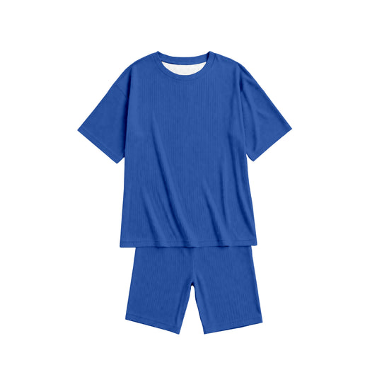 Blue Oversized T-Shirt and Biker Shorts Set