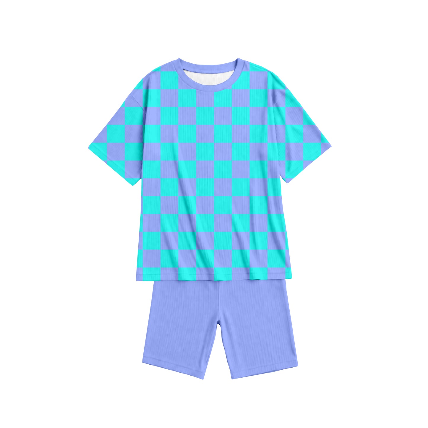 Purple Blue Fusion T-Shirt and Biker Shorts Set