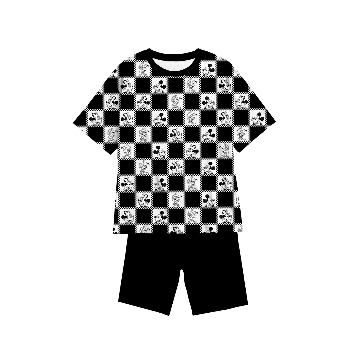 Checkered Pals Oversized T-Shirt and Biker Shorts Set