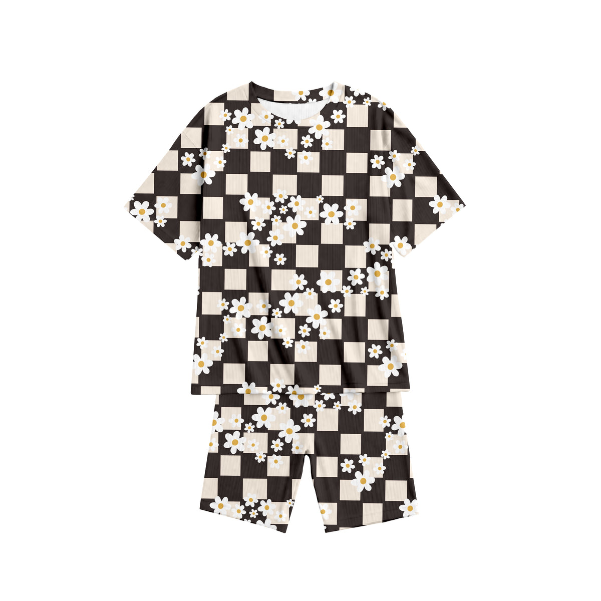 Daisy Checks Oversized T-Shirt and Biker Shorts Set