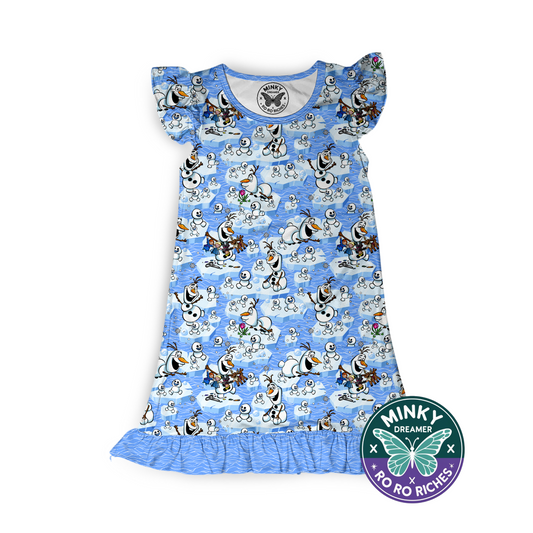 Snowman Style Flutter Sleeve Dress