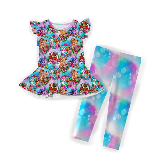 Little Love Stories Flutter Sleeve and Pant Peplum Set