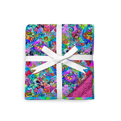 Underwater Pals Pink 80" x 60" Bamboo Minky Blanket