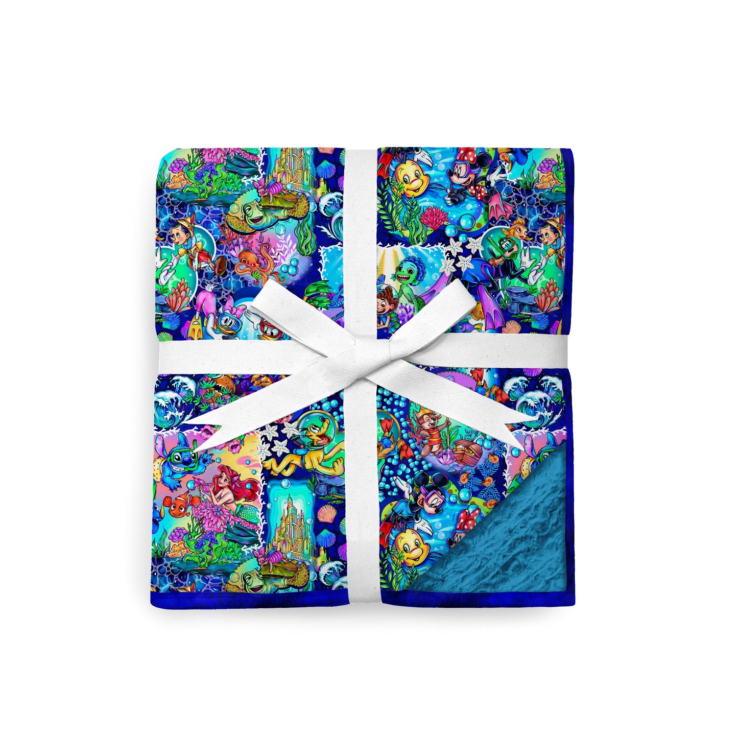 Underwater Pals Blue 80" x 60" Bamboo Minky Blanket