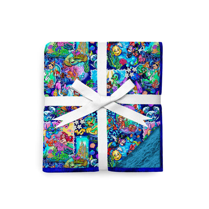 Underwater Pals Blue 80" x 60" Bamboo Minky Blanket