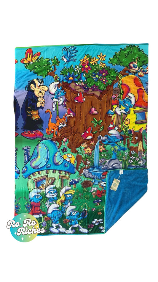 Mini Blue Crew 80" x 60" Bamboo Minky Panel Blanket