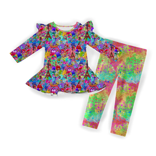 Tiny and Mighty Flutter Sleeve and Pant Peplum Set