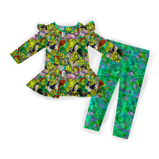 Once Upon a Swamp Flutter Sleeve and Pant Peplum Set