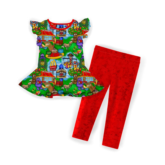 Drive Thru Party Flutter Sleeve and Pant Peplum Set
