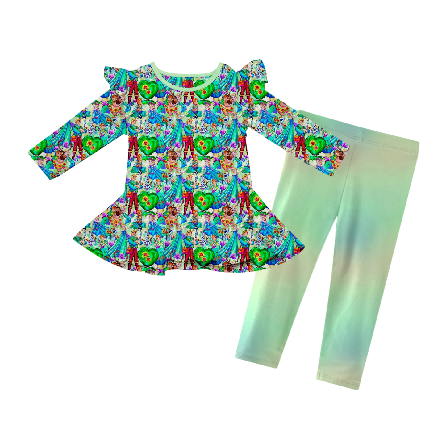 Frosted Meadows Flutter Sleeve and Pant Peplum Set