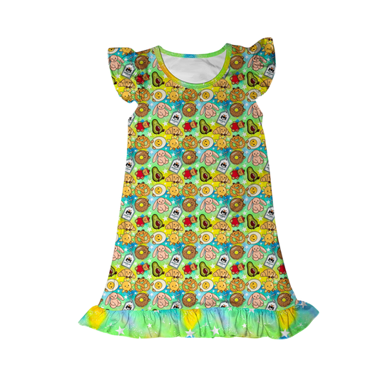 Fuzzy Friends Flutter Sleeve Dress