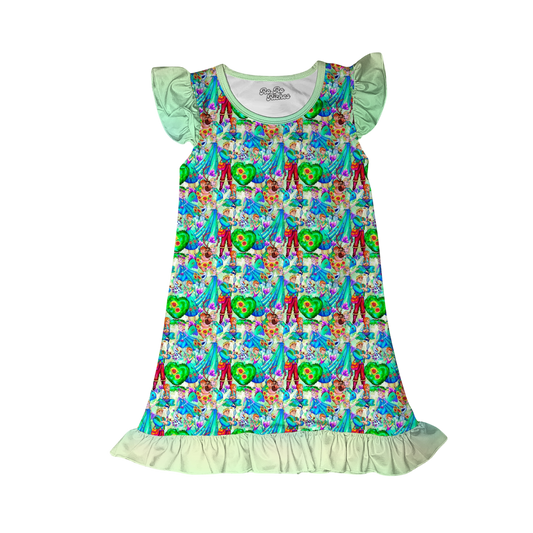 Frosted Meadows Flutter Sleeve Dress
