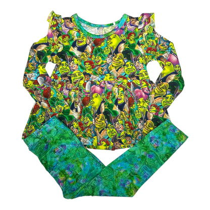 Once Upon a Swamp Flutter Sleeve and Pant Peplum Set